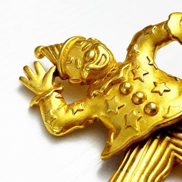 JJ Jonette Vintage Goldtone Articulated Dancing Circus Clown Brooch - Picture 3 of 7